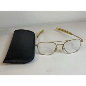 Vintage 1970s American Optical Aviator Eyeglasses Gold Tone 5 1/2 Frame Glasses